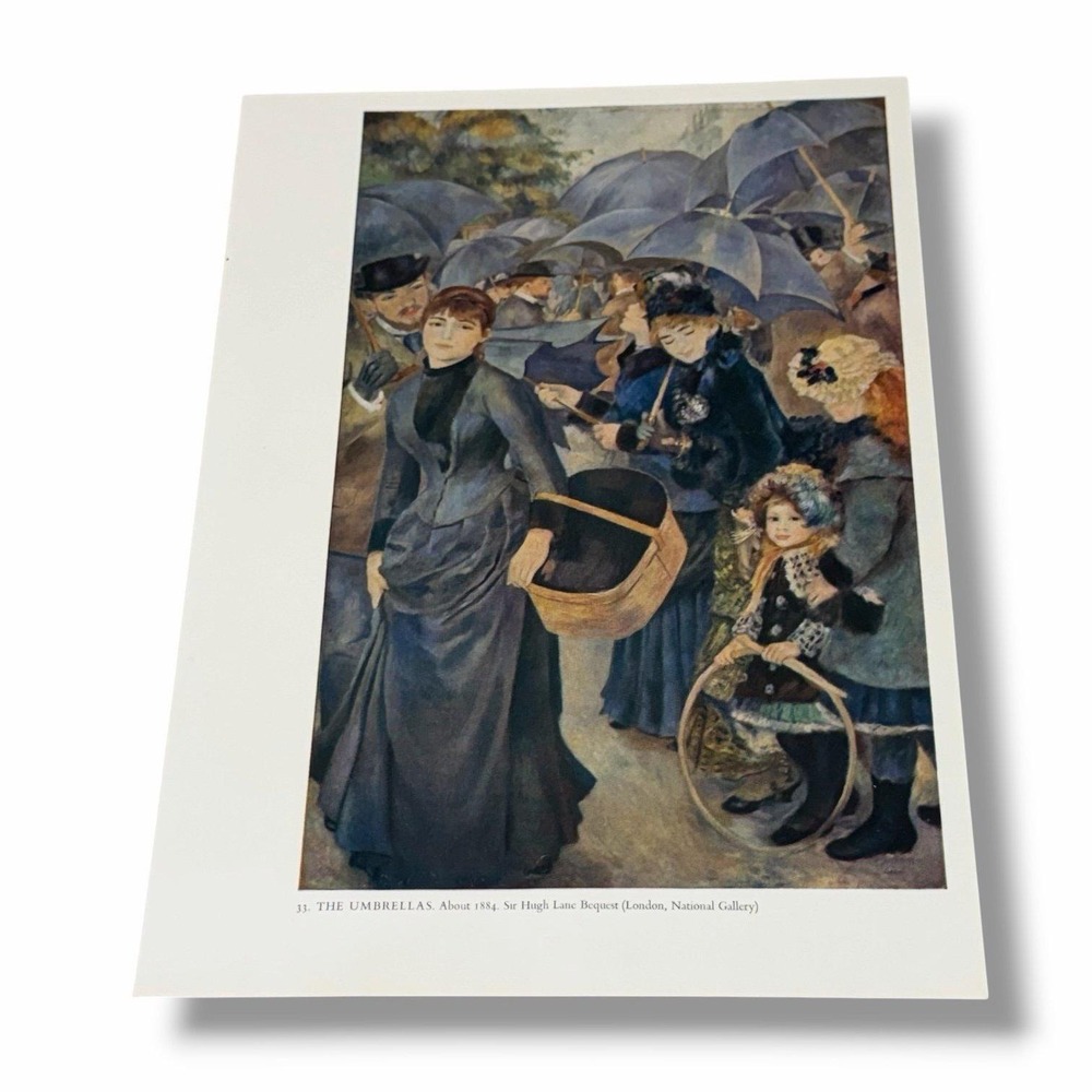 Vintage Art Book Plate Illustration The Umbrellas Auguste Renoir AE